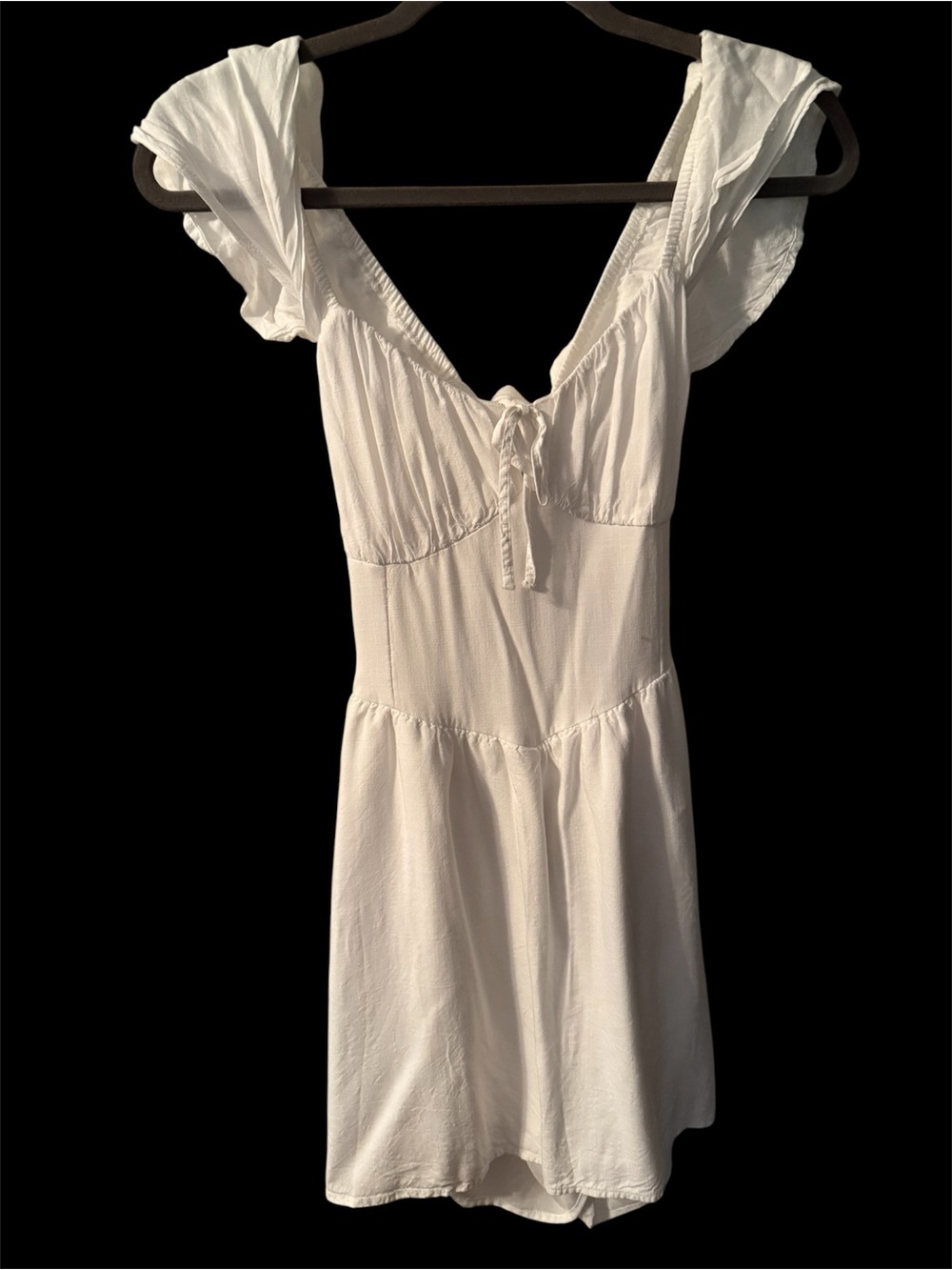 Hollister White Ruffled-Strap Mini Dress
